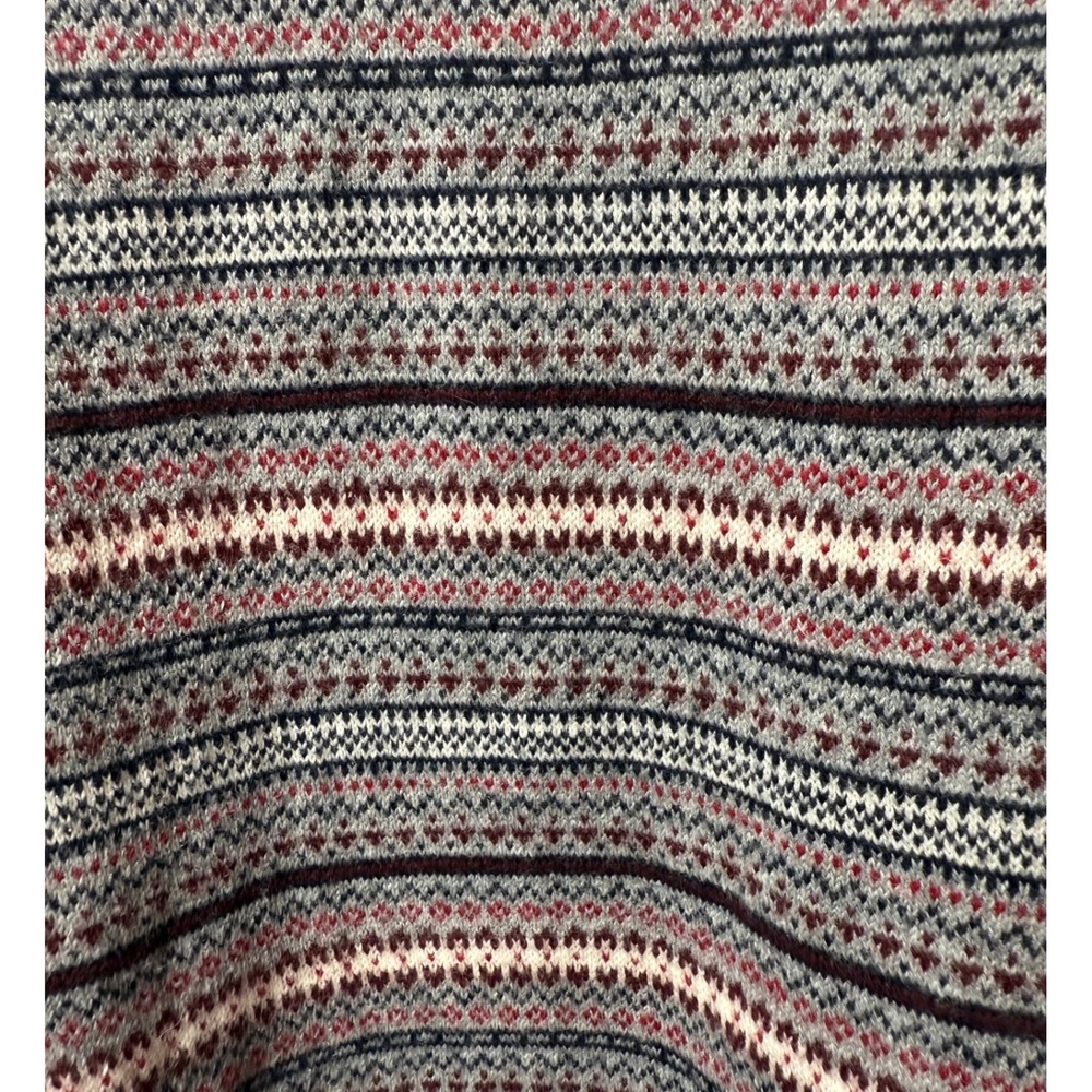 L.L.Bean Fair Isle Turtleneck Sweater Women Size L Gray Pink Blue Pattern Cotton - Picture 6 of 14